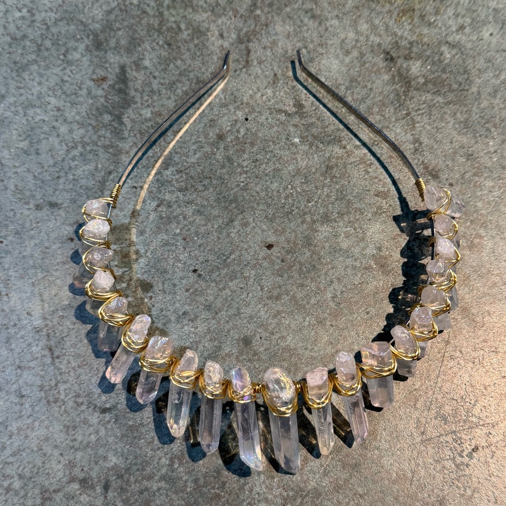 Handmade Quartz Crystal Headband with Gold Accents (NEW)